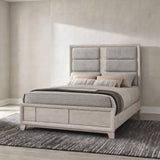 Farre Washed Gray Queen Upholstered Platform Panel Bed from Coaster - Luna Furniture