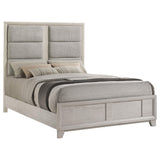 Farre Washed Gray Queen Upholstered Platform Panel Bed from Coaster - Luna Furniture