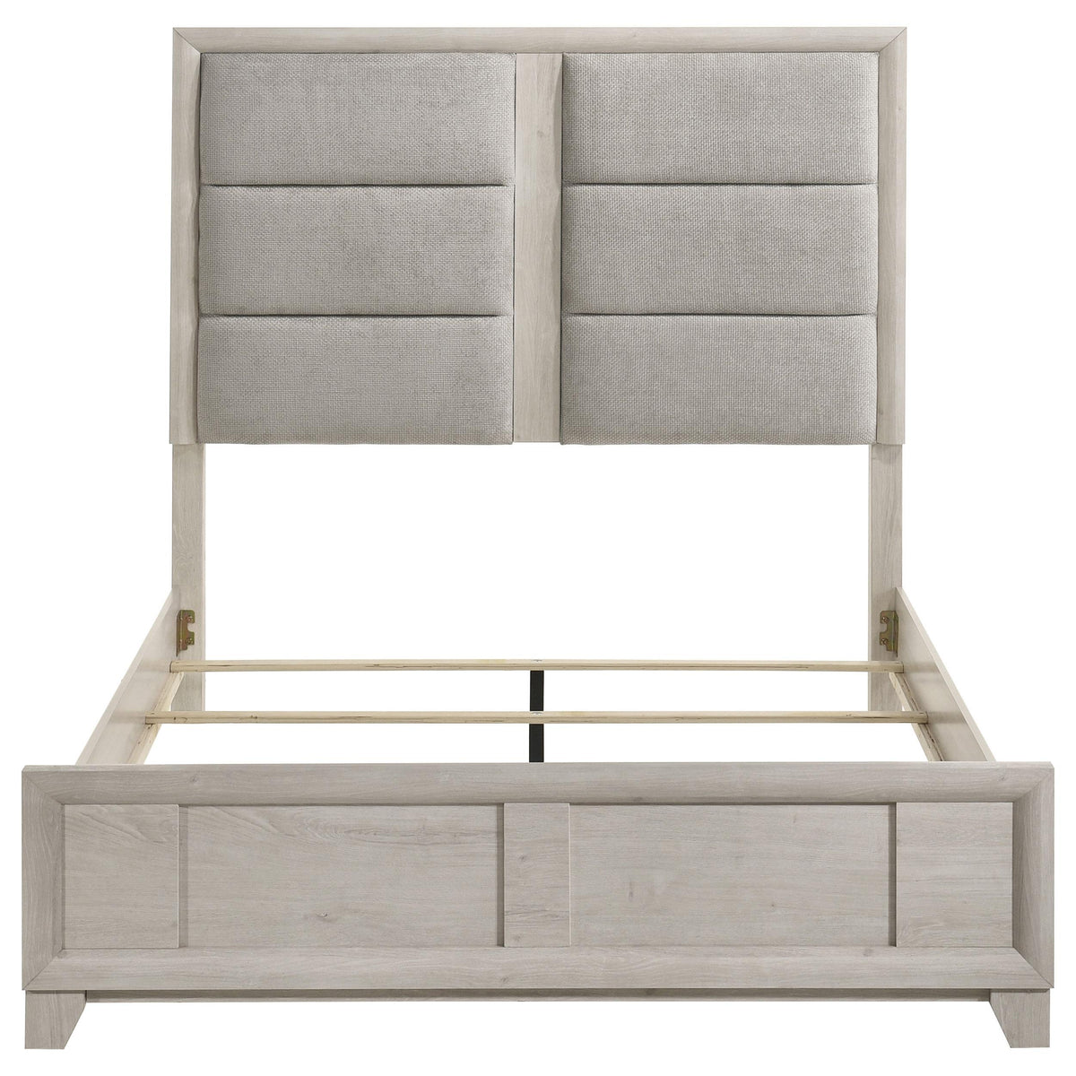 Farre Washed Gray Queen Upholstered Platform Panel Bed from Coaster - Luna Furniture