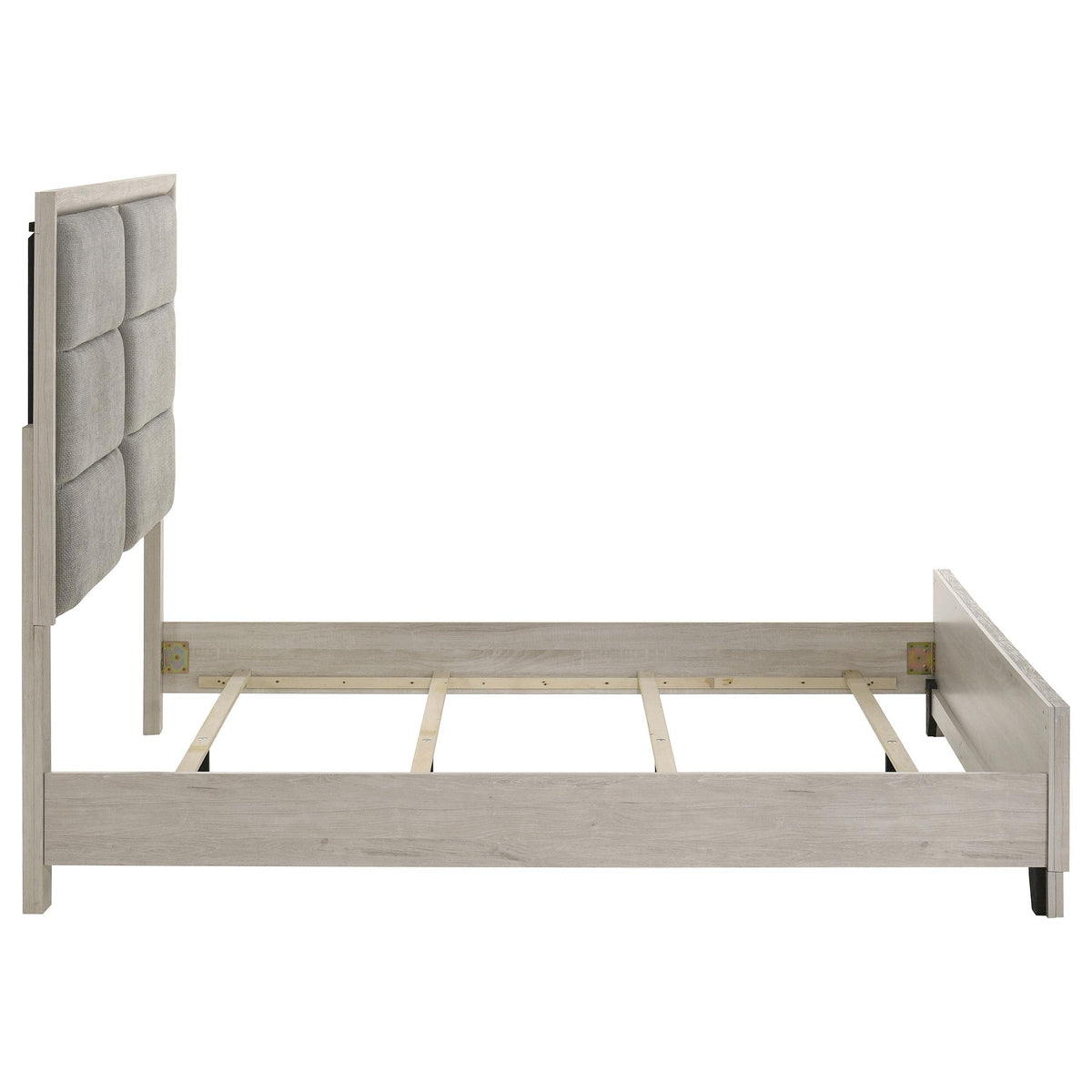 Farre Washed Gray Queen Upholstered Platform Panel Bed from Coaster - Luna Furniture