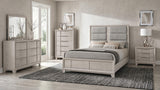 Farre Washed Gray Queen Upholstered Platform Panel Bed from Coaster - Luna Furniture