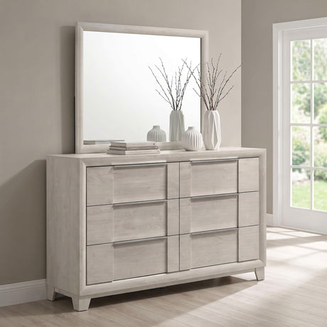 Farre Washed Gray 6-Drawer Dresser with Mirror from Coaster - Luna Furniture