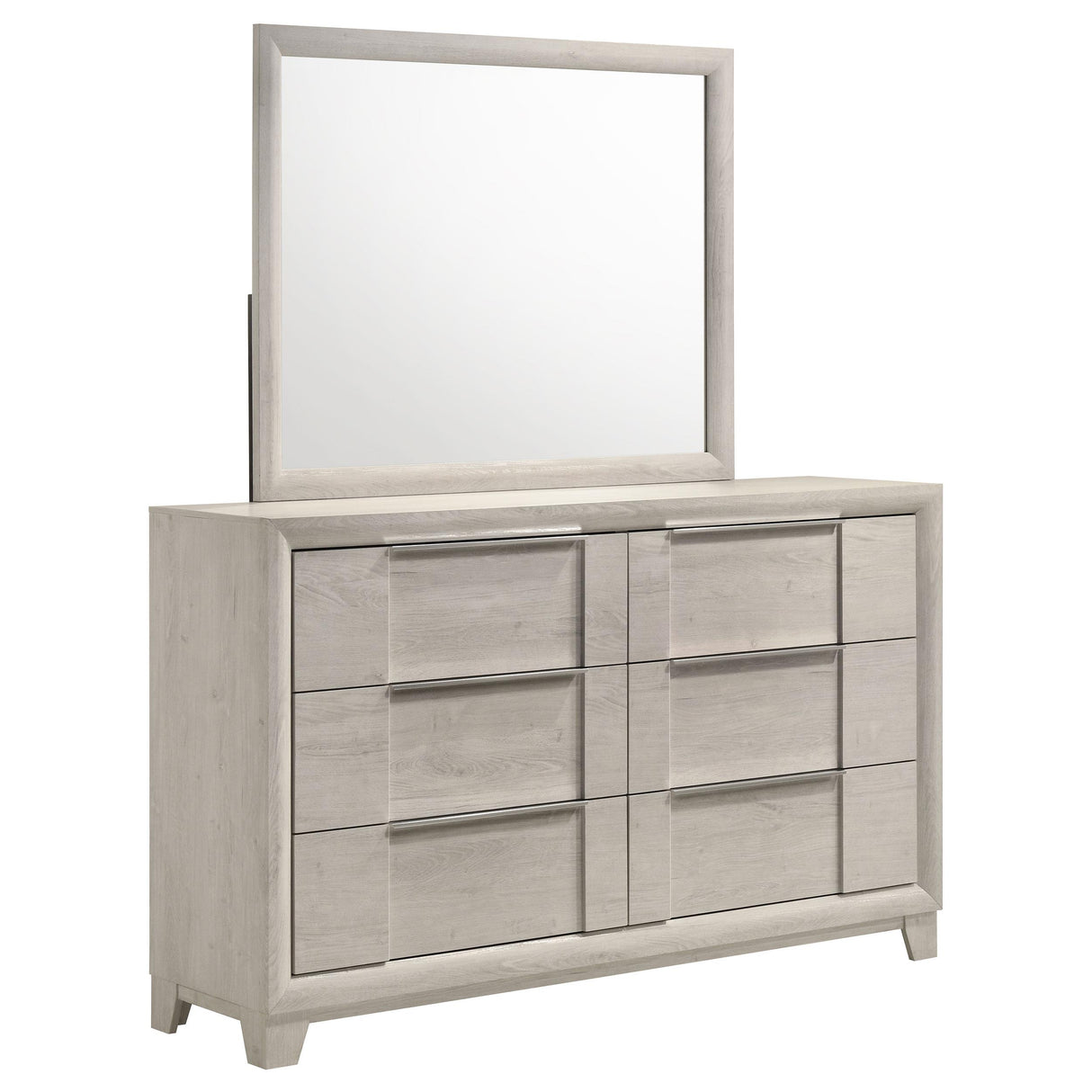 Farre Washed Grey 6-drawer Dresser with Mirror from Coaster - Luna Furniture