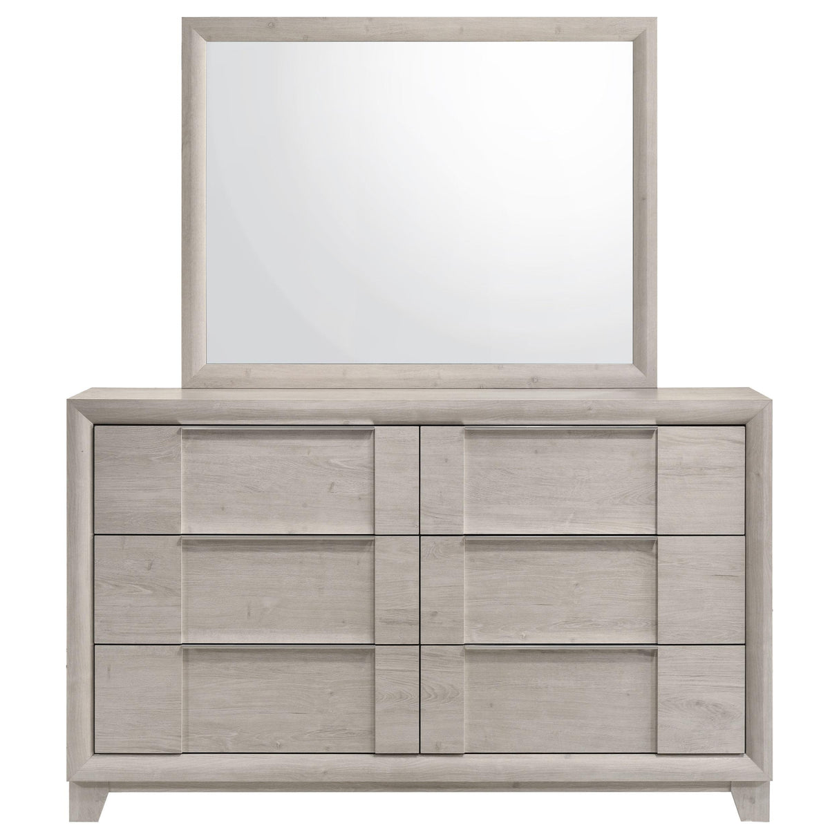 Farre Washed Gray 6-Drawer Dresser with Mirror