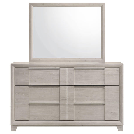 Farre Washed Gray 6-Drawer Dresser with Mirror from Coaster - Luna Furniture