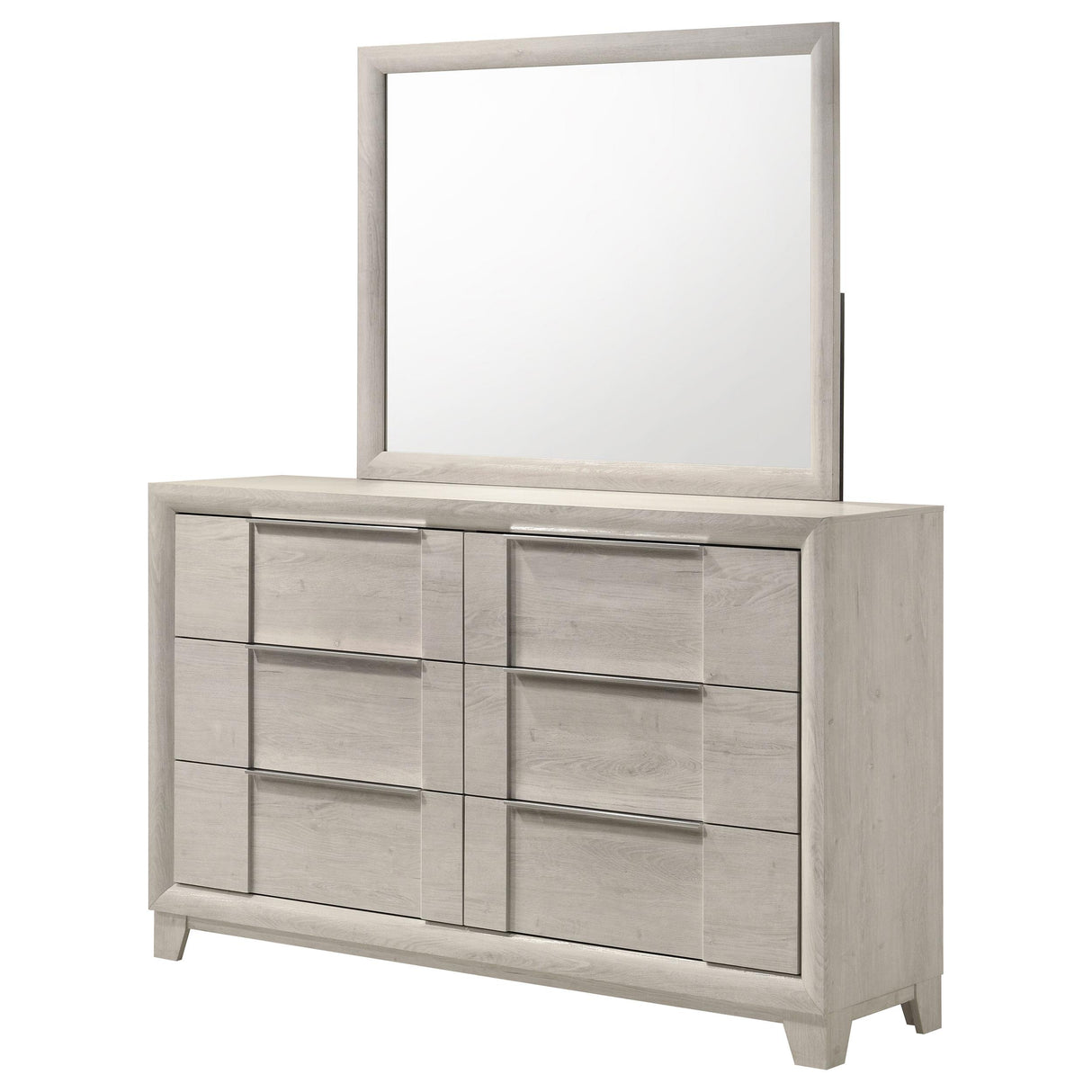 Farre Washed Gray 6-Drawer Dresser with Mirror
