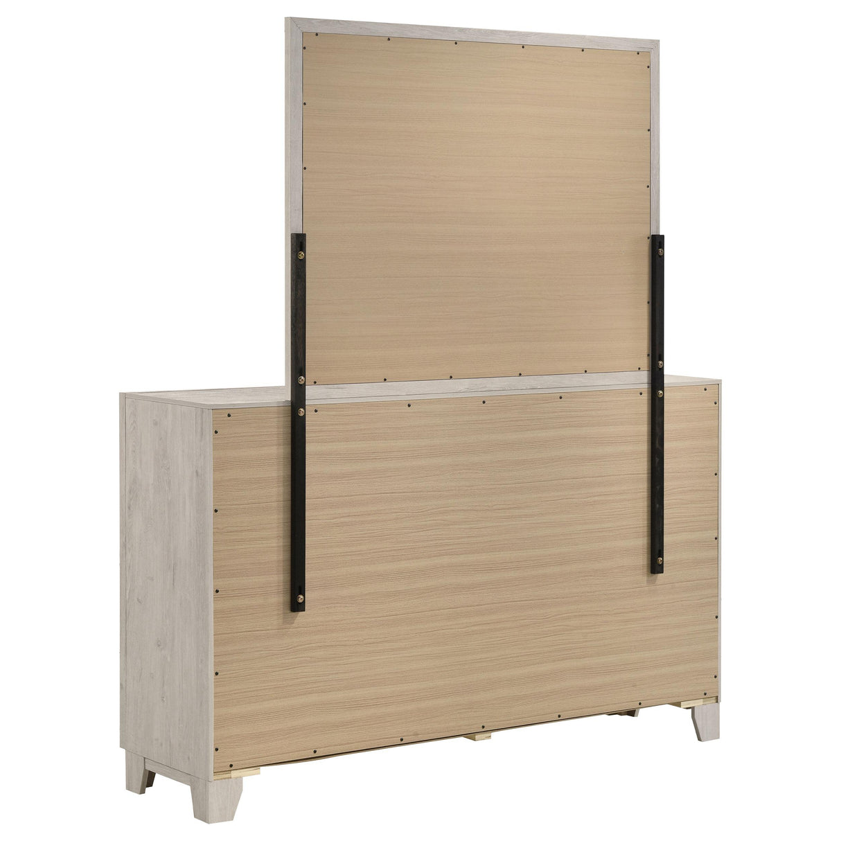 Farre Washed Gray 6-Drawer Dresser with Mirror