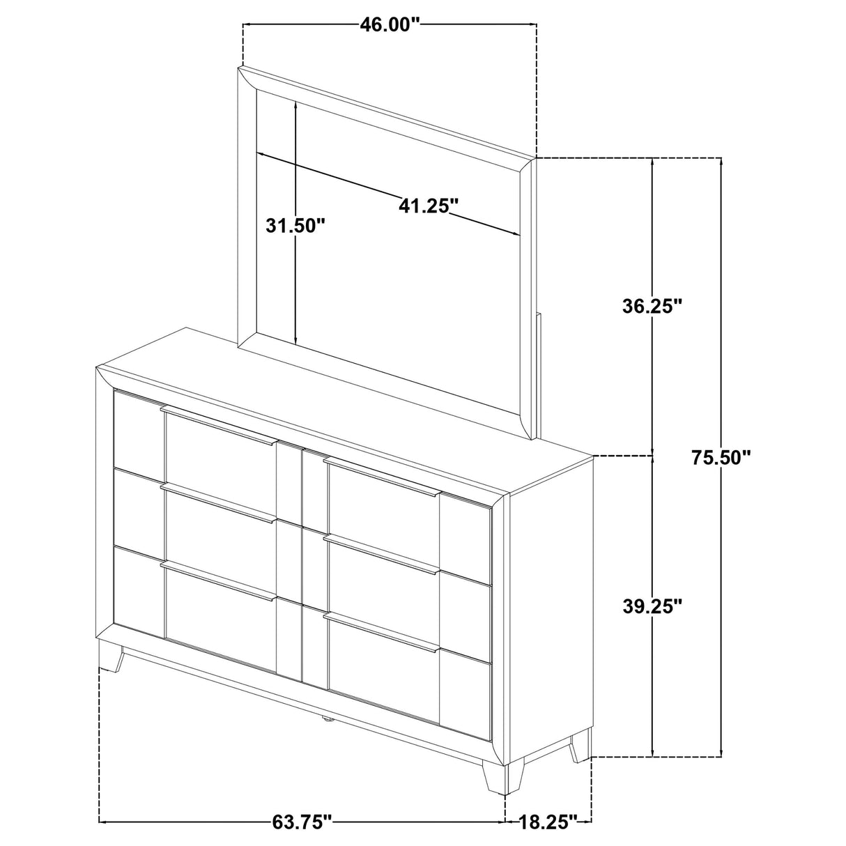 Farre Washed Gray 6-Drawer Dresser with Mirror