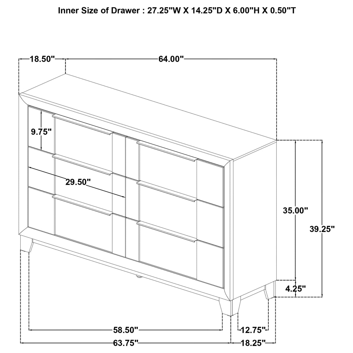 Farre Washed Gray 6-Drawer Dresser