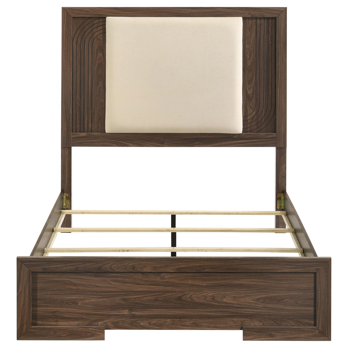Etienne Walnut / Vanilla Full Velvet Upholstered Panel Bed from Coaster - Luna Furniture