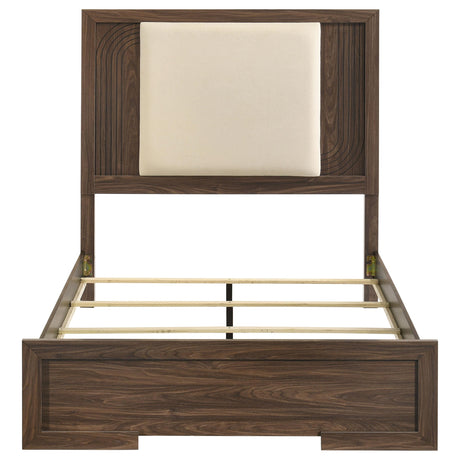 Etienne Walnut/Vanilla Velvet Upholstered Full Panel Bed from Coaster - Luna Furniture
