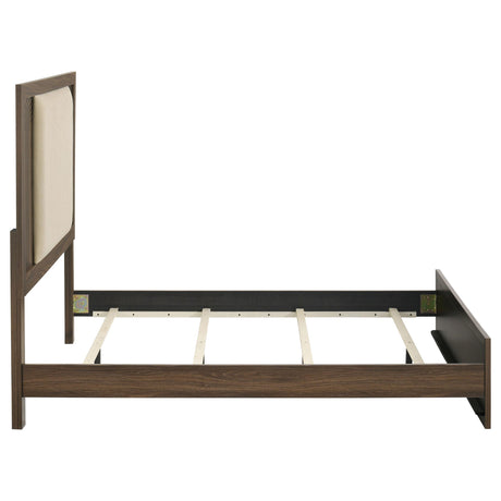 Etienne Walnut/Vanilla Velvet Upholstered Full Panel Bed from Coaster - Luna Furniture