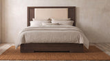 Etienne Walnut/Vanilla Velvet Upholstered Eastern King Panel Bed from Coaster - Luna Furniture