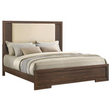 Etienne Walnut / Vanilla Eastern King Velvet Upholstered Panel Bed from Coaster - Luna Furniture