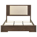 Etienne Walnut / Vanilla Eastern King Velvet Upholstered Panel Bed from Coaster - Luna Furniture