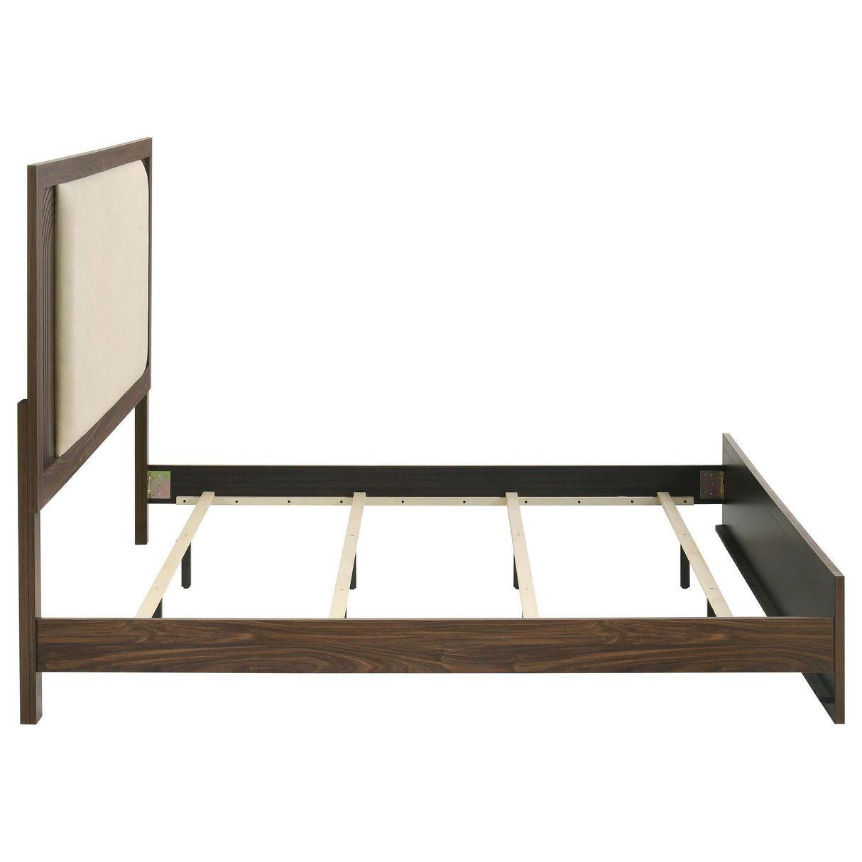 Etienne Walnut / Vanilla Eastern King Velvet Upholstered Panel Bed from Coaster - Luna Furniture