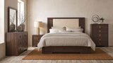 Etienne Walnut/Vanilla Velvet Upholstered Eastern King Panel Bed from Coaster - Luna Furniture