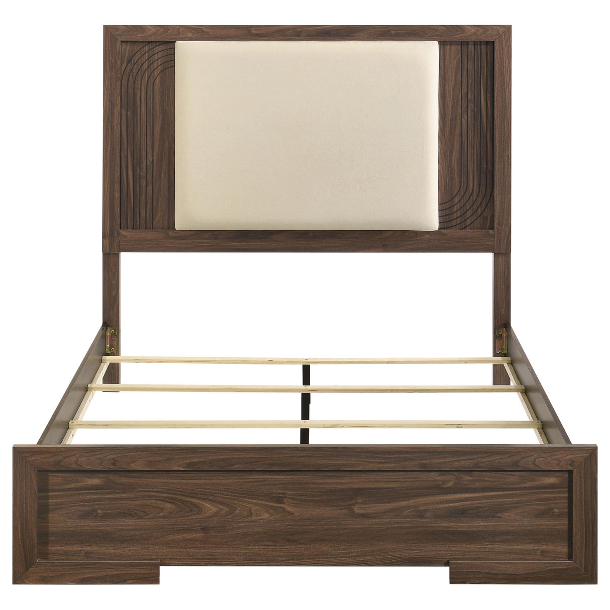 Etienne Walnut / Vanilla Queen Velvet Upholstered Panel Bed from Coaster - Luna Furniture