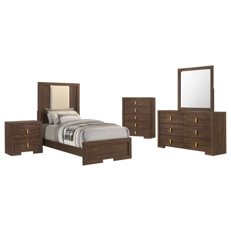 Etienne Walnut/Vanilla 5-Piece Twin Bedroom Set from Coaster - Luna Furniture