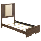 Etienne Walnut/Vanilla Velvet Upholstered Twin Panel Bed from Coaster - Luna Furniture