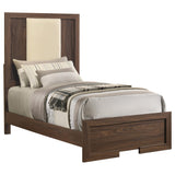 Etienne Walnut/Vanilla Velvet Upholstered Twin Panel Bed from Coaster - Luna Furniture