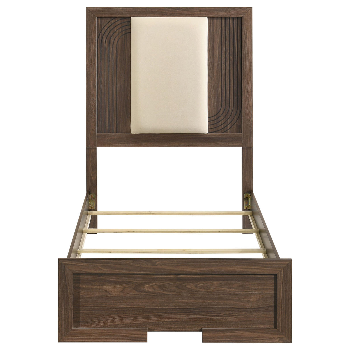 Etienne Walnut/Vanilla Velvet Upholstered Twin Panel Bed from Coaster - Luna Furniture