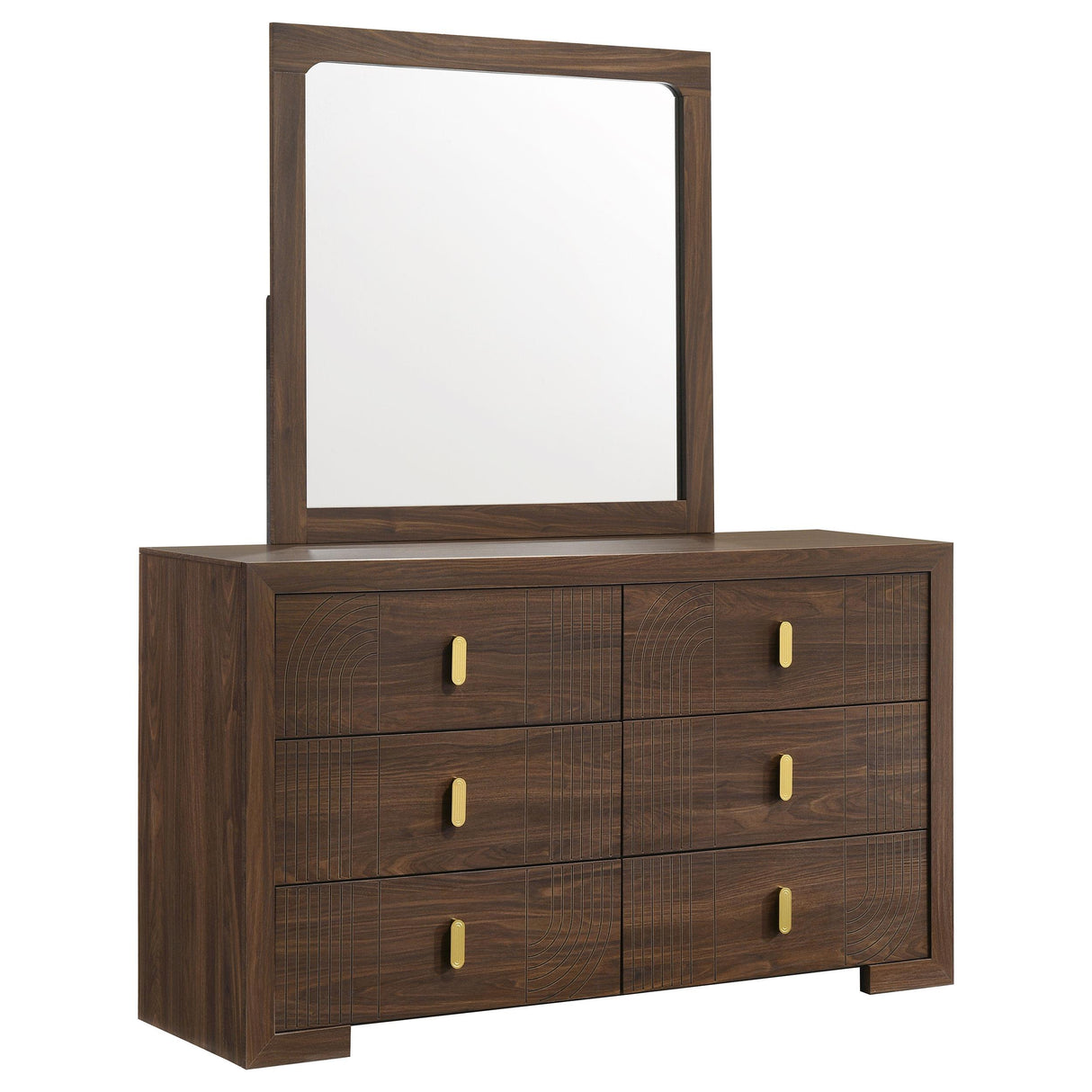 Etienne Walnut 6-Drawer Dresser with Mirror from Coaster - Luna Furniture