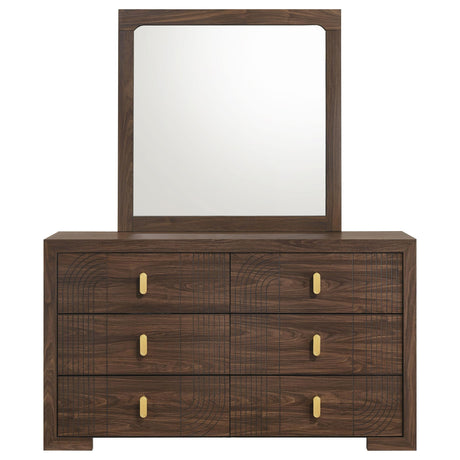 Etienne Walnut 6-Drawer Dresser with Mirror from Coaster - Luna Furniture