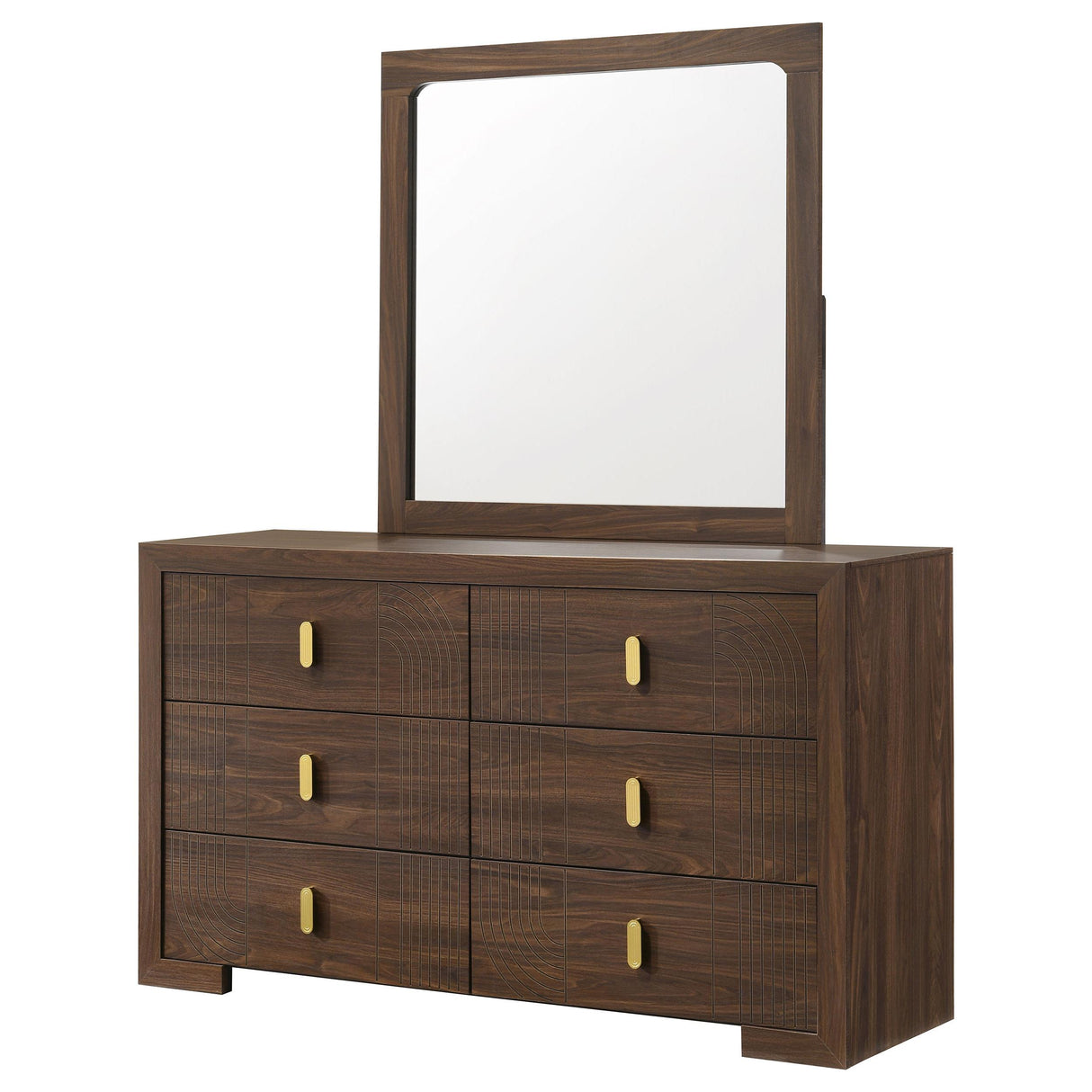 Etienne Walnut 6-Drawer Dresser with Mirror from Coaster - Luna Furniture