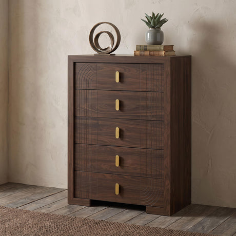 Etienne Walnut 5-Drawer Bedroom Chest of Drawers from Coaster - Luna Furniture