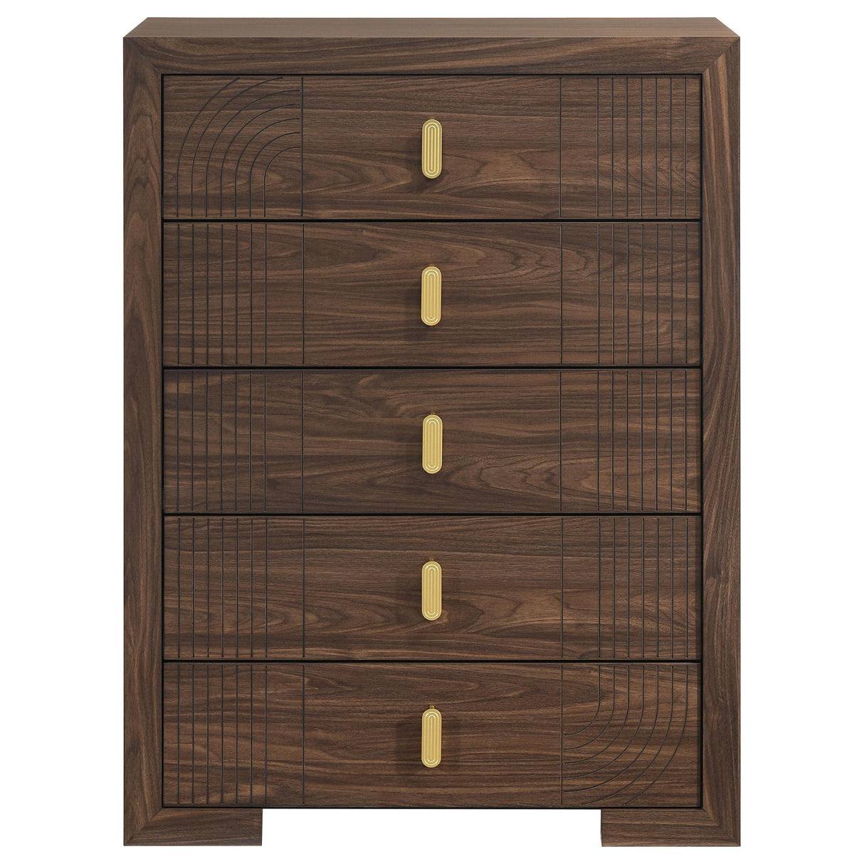 Etienne Walnut 5-drawer Bedroom Chest of Drawers from Coaster - Luna Furniture