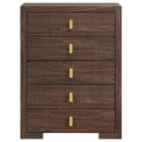 Etienne Walnut 5-drawer Bedroom Chest of Drawers from Coaster - Luna Furniture