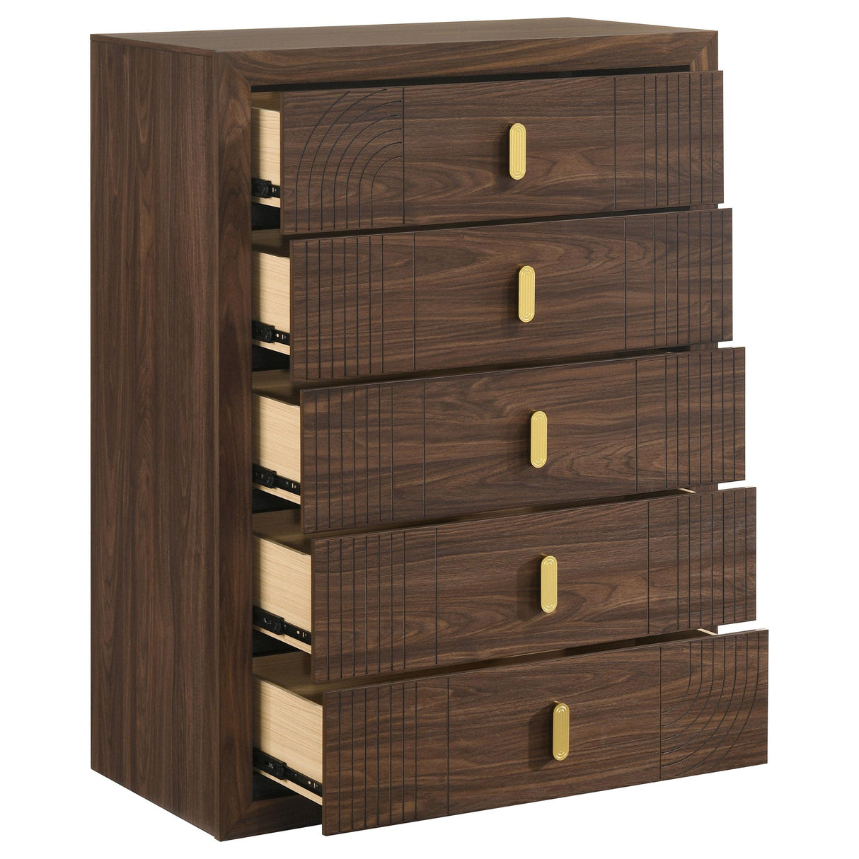 Etienne Walnut 5-drawer Bedroom Chest of Drawers from Coaster - Luna Furniture