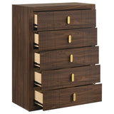 Etienne Walnut 5-drawer Bedroom Chest of Drawers from Coaster - Luna Furniture