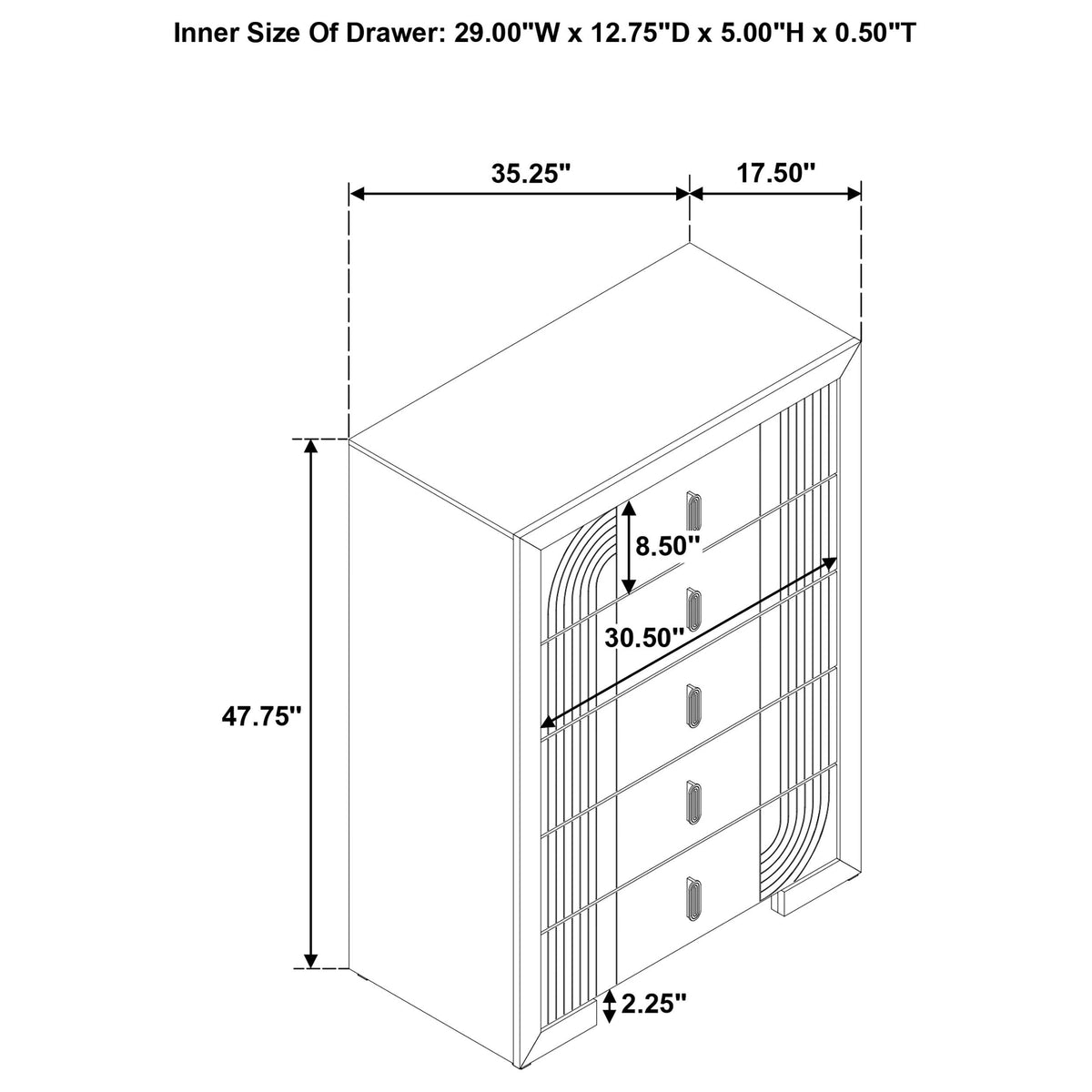 Etienne Walnut 5-Drawer Bedroom Chest of Drawers from Coaster - Luna Furniture