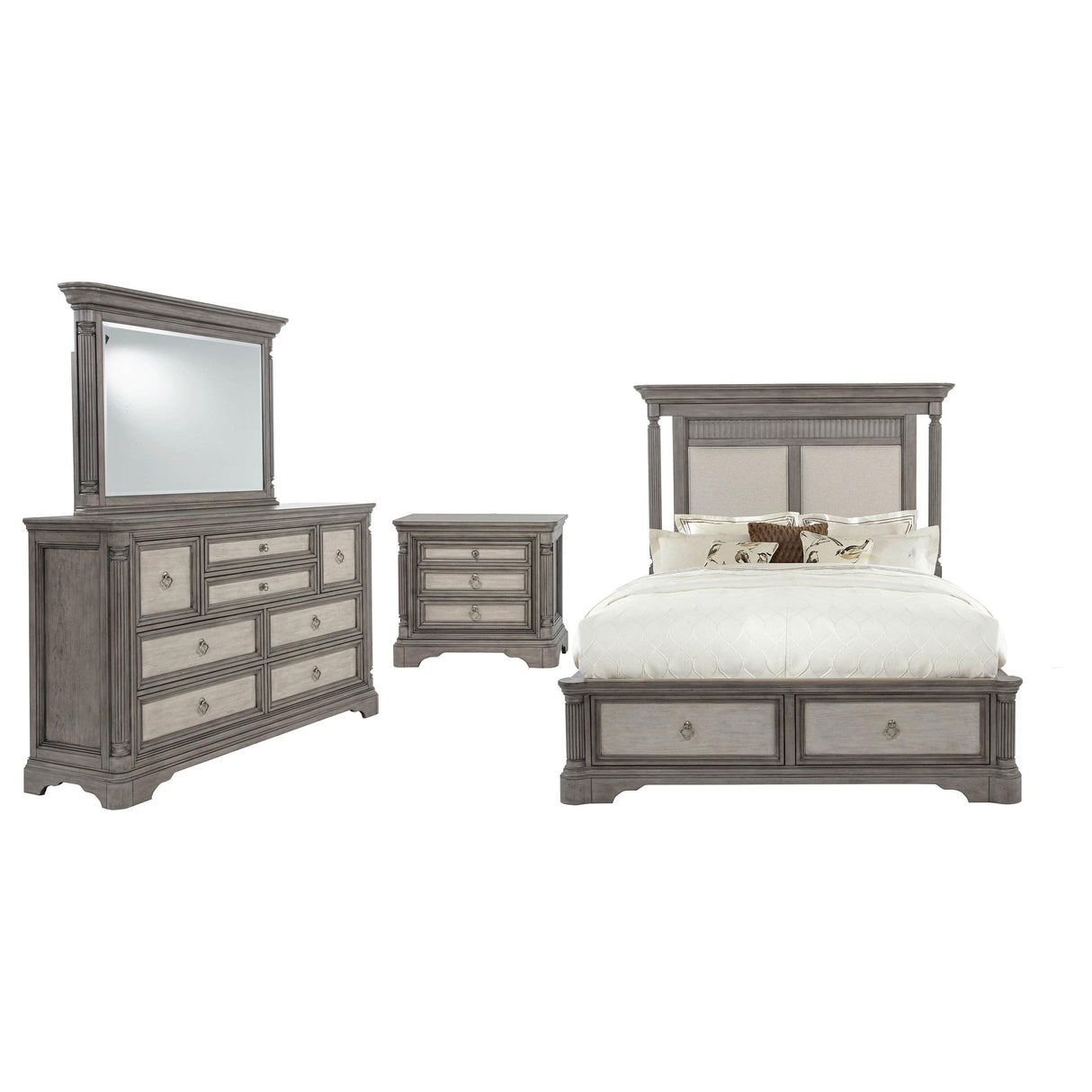 Cresswell 4-piece Eastern King Storage Bedroom Set Weathered Taupe from Coaster - Luna Furniture