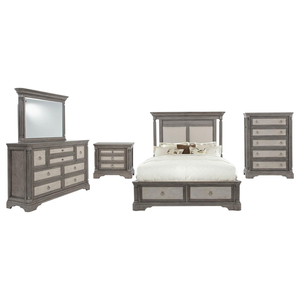 Cresswell Weathered Taupe 5-Piece Eastern King Storage Bedroom Set from Coaster - Luna Furniture