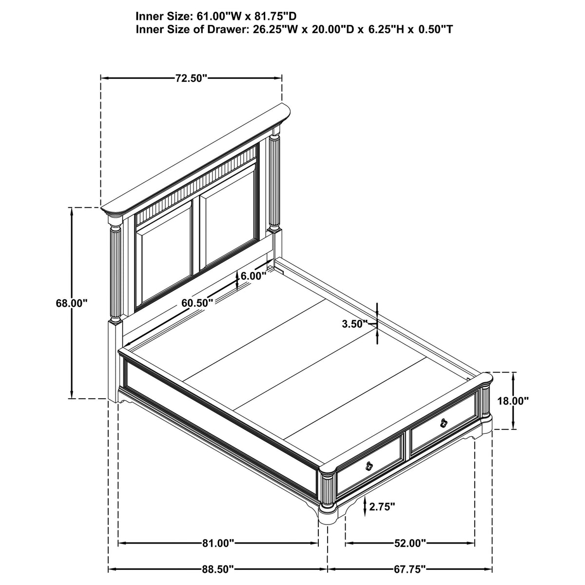 Cresswell Weathered Taupe Upholstered Storage Queen Platform Bed