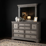 Cresswell Weathered Taupe 8-Drawer Dresser with Mirror