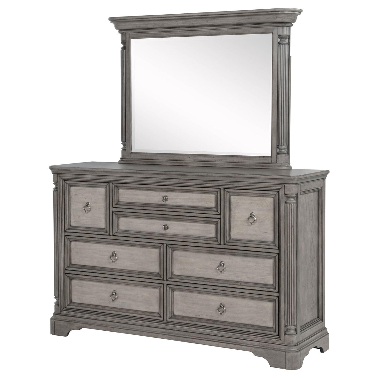 Cresswell 8-drawer Dresser with Mirror Weathered Taupe from Coaster - Luna Furniture