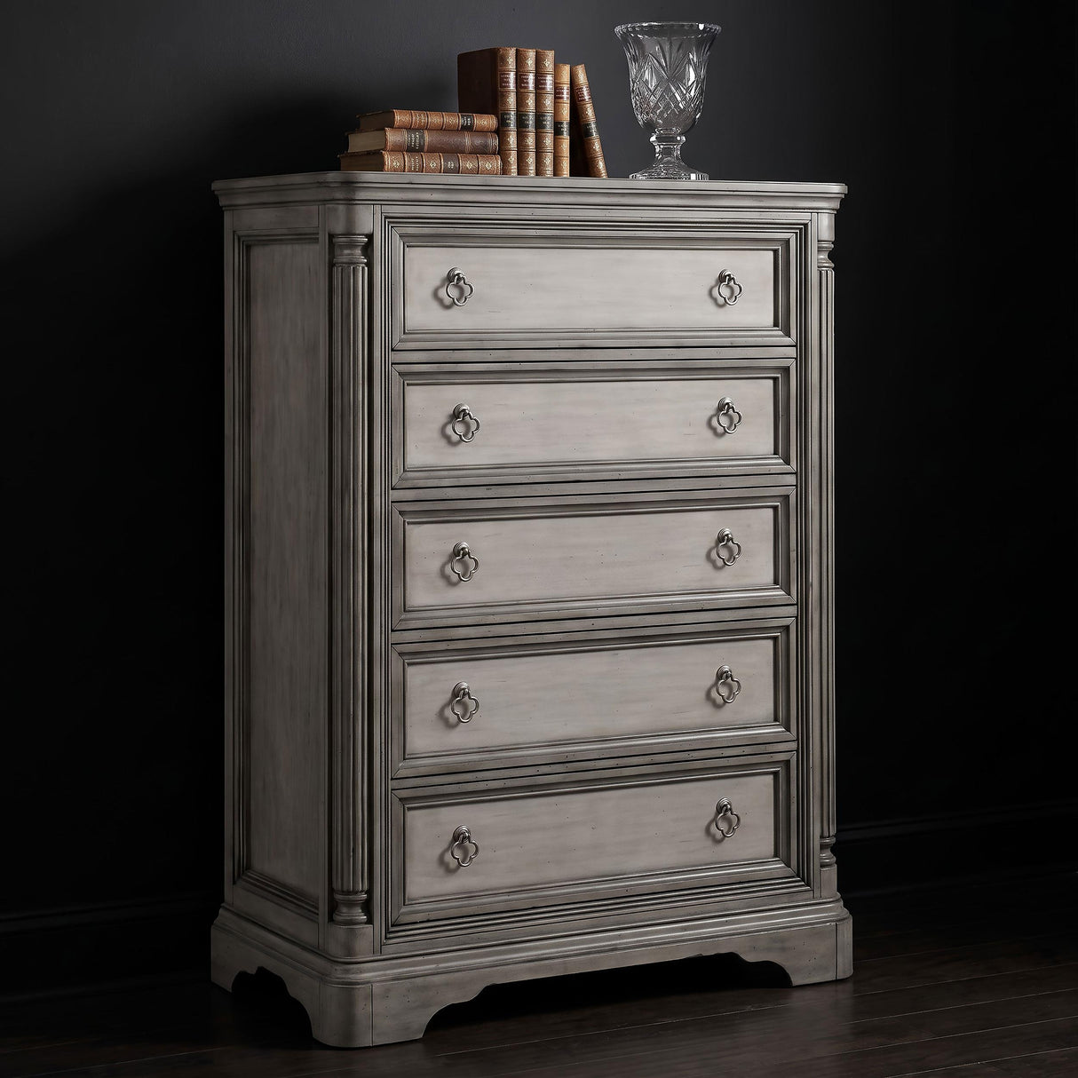 Cresswell Weathered Taupe 5-Drawer Chest of Drawers