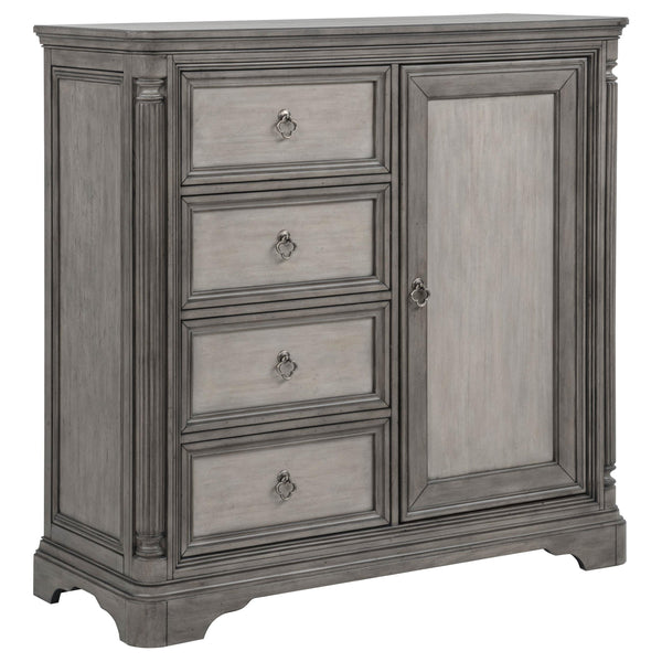 Cresswell Weathered Taupe 4-Drawer Door Chest with Hidden Storage