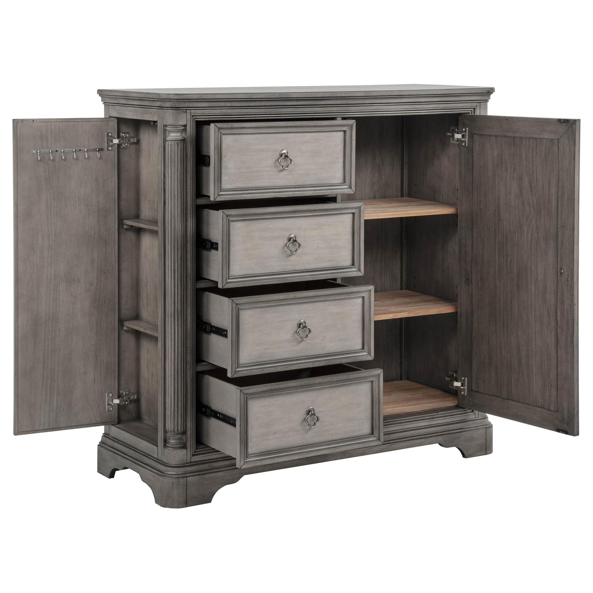 Cresswell 4-drawer Door Chest with Hidden Storage Weathered Taupe from Coaster - Luna Furniture