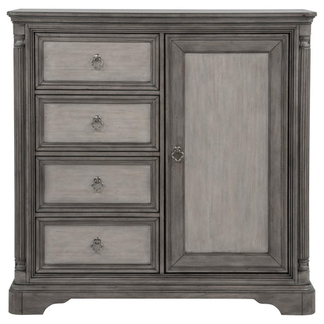 Cresswell Weathered Taupe 4-Drawer Door Chest with Hidden Storage from Coaster - Luna Furniture
