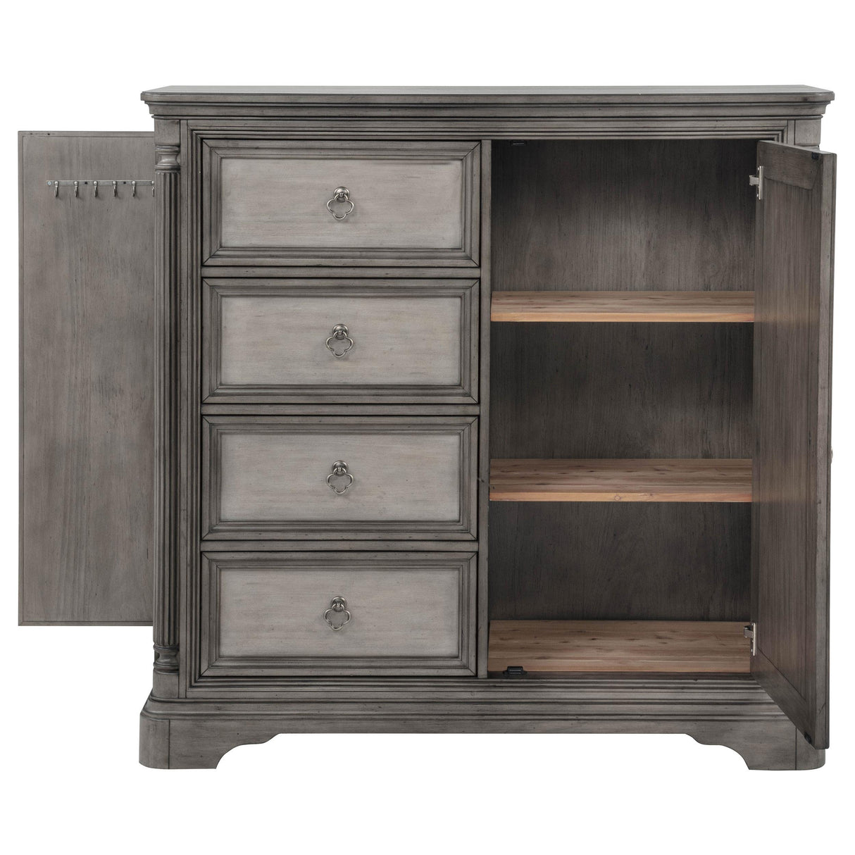 Cresswell 4-drawer Door Chest with Hidden Storage Weathered Taupe from Coaster - Luna Furniture