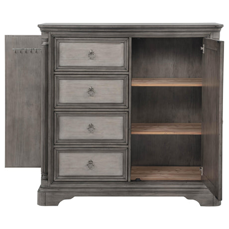 Cresswell Weathered Taupe 4-Drawer Door Chest with Hidden Storage from Coaster - Luna Furniture