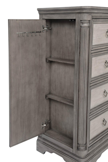 Cresswell Weathered Taupe 4-Drawer Door Chest with Hidden Storage from Coaster - Luna Furniture