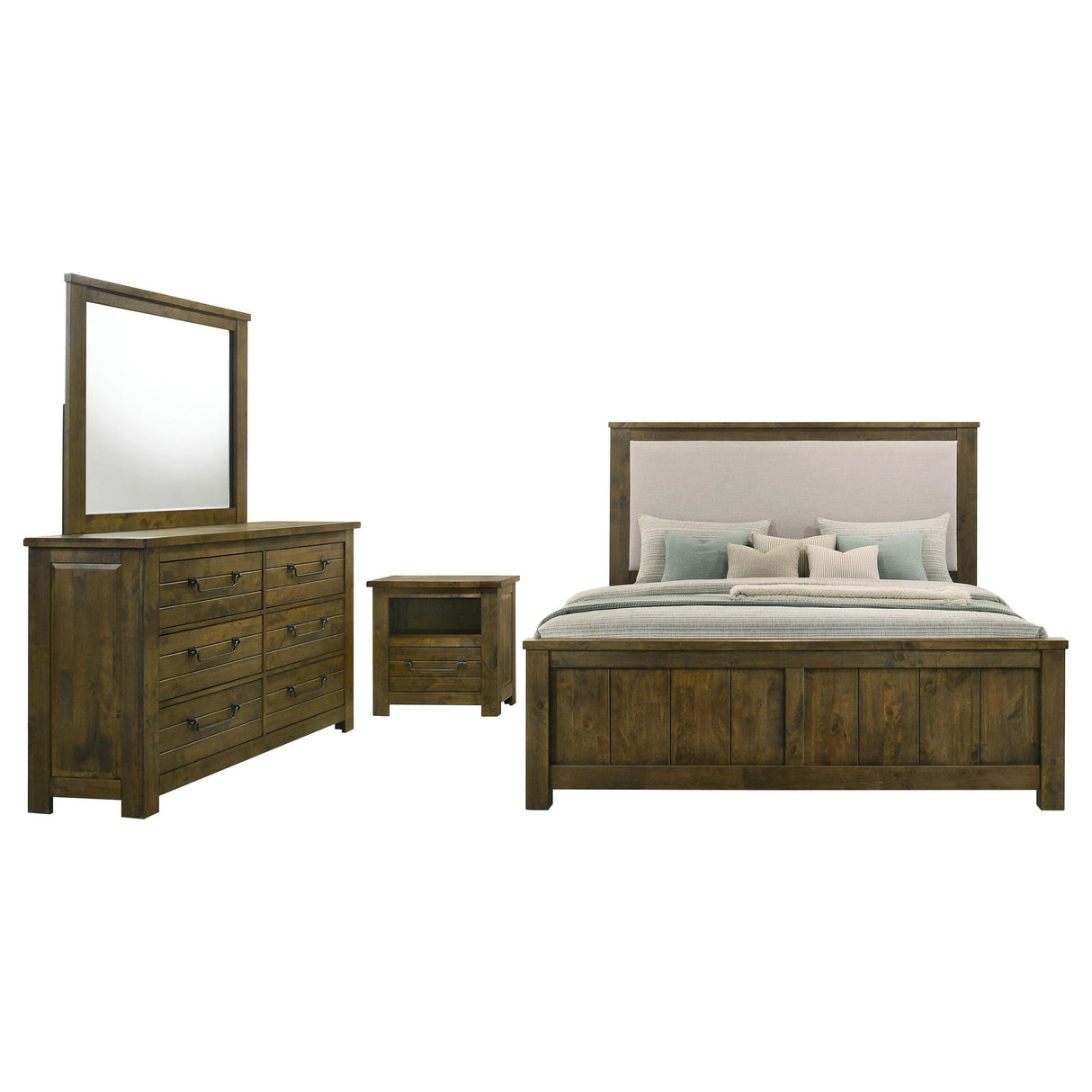 Doherty 4-piece Eastern King Bedroom Set Rustic Brown from Coaster - Luna Furniture