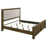 Doherty Eastern King Linen Upholstered Panel Bed Rustic Brown from Coaster - Luna Furniture