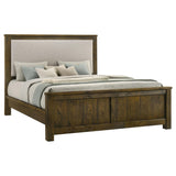 Doherty Eastern King Linen Upholstered Panel Bed Rustic Brown from Coaster - Luna Furniture